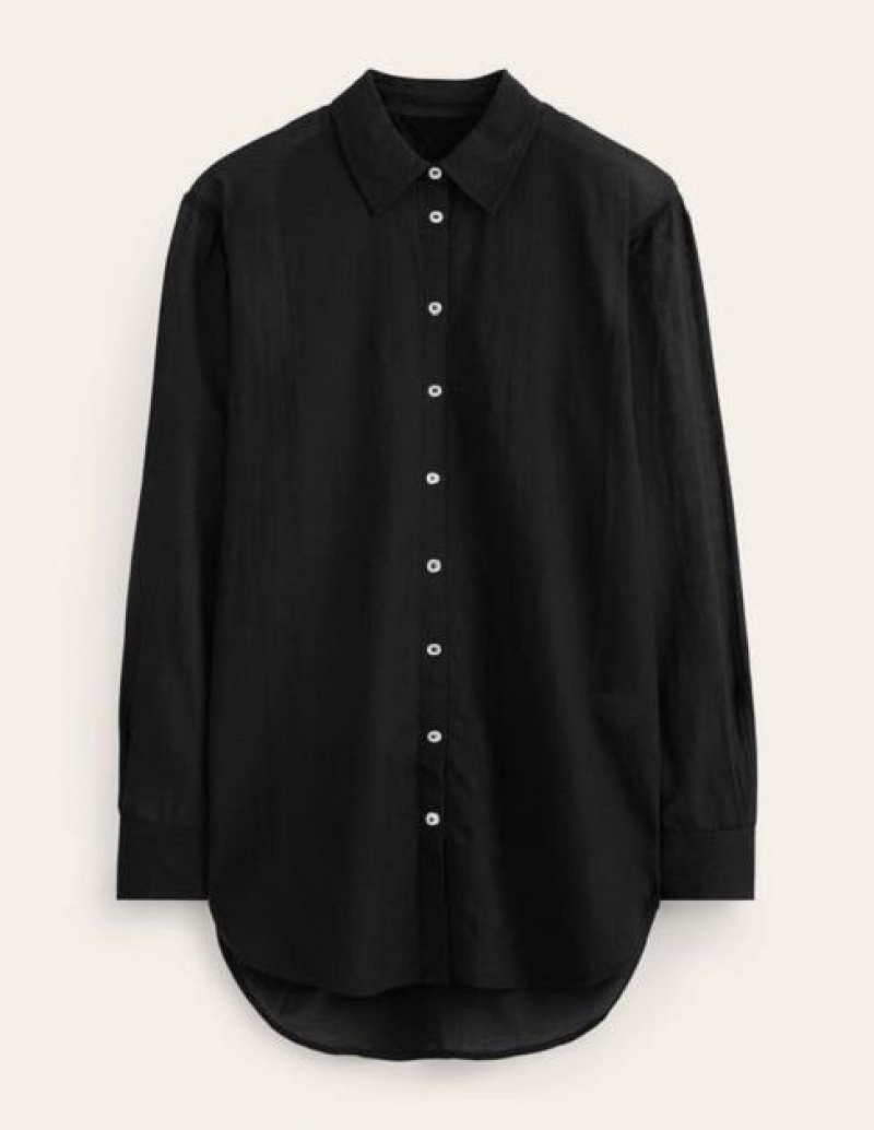 Black Women's Boden Holiday Longerline Shirts | 75218VGMN