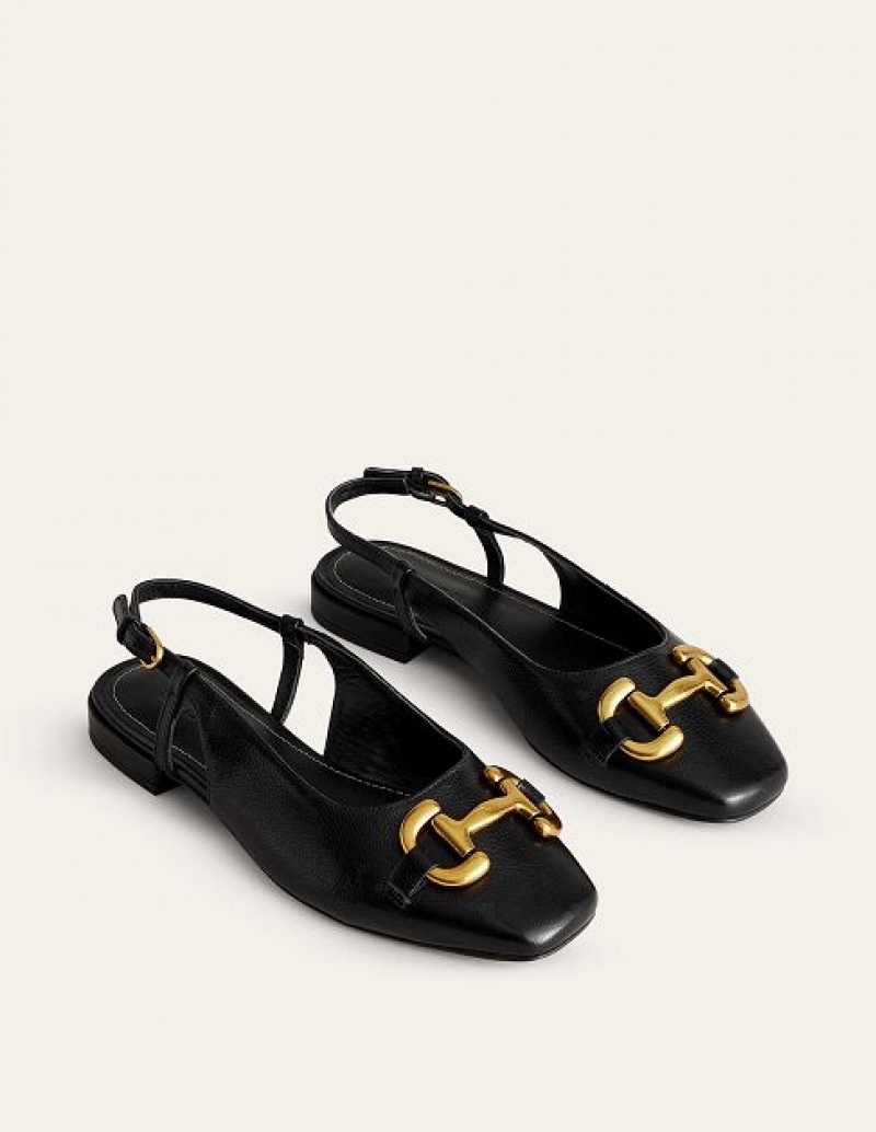 Black Women's Boden Iris Snaffle Slingback Flat Sandals | 10874PNMK