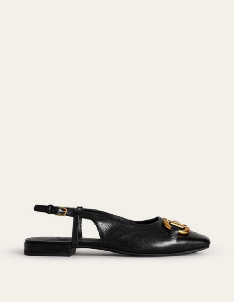 Black Women's Boden Iris Snaffle Slingback Flat Sandals | 10874PNMK