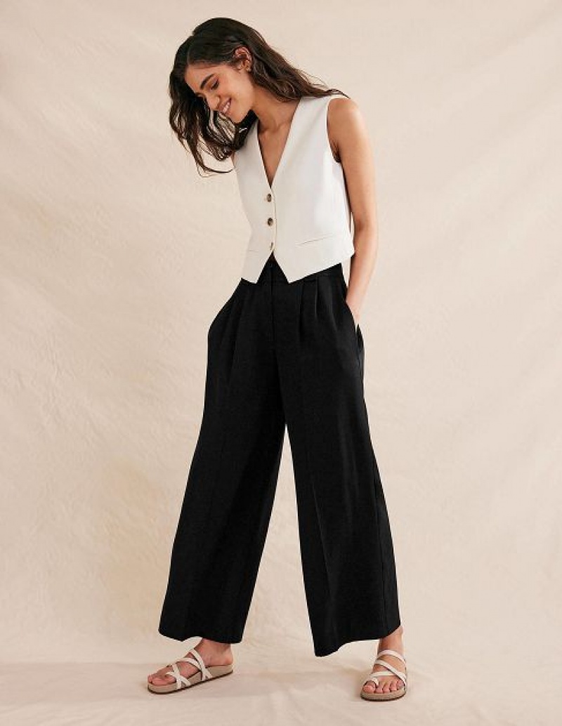 Black Women\'s Boden Islington Wide Leg Pants | 32681RGUT