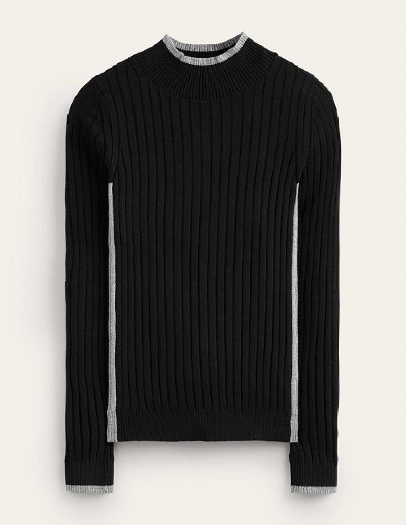 Black Women's Boden Isodora Ribbed Sweaters | 45912ZGJS