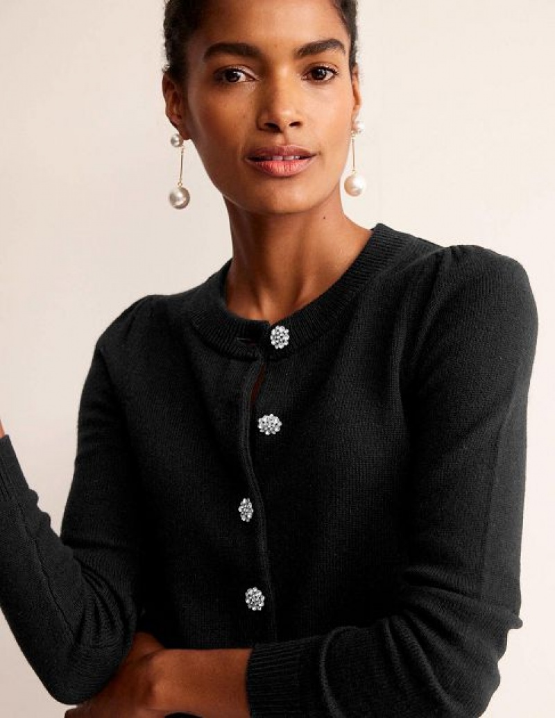 Black Women's Boden Jewel Button Cardigan | 42579DGHS