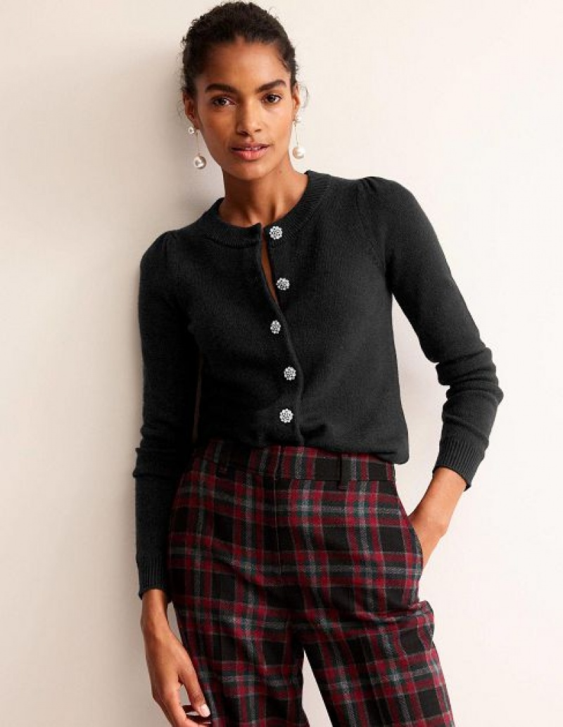 Black Women's Boden Jewel Button Cardigan | 42579DGHS