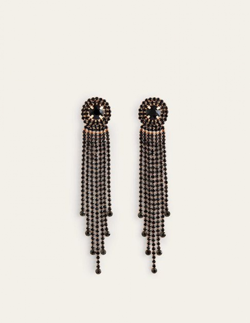 Black Women\'s Boden Jewelled Fringe Earrings | 17428QZSV