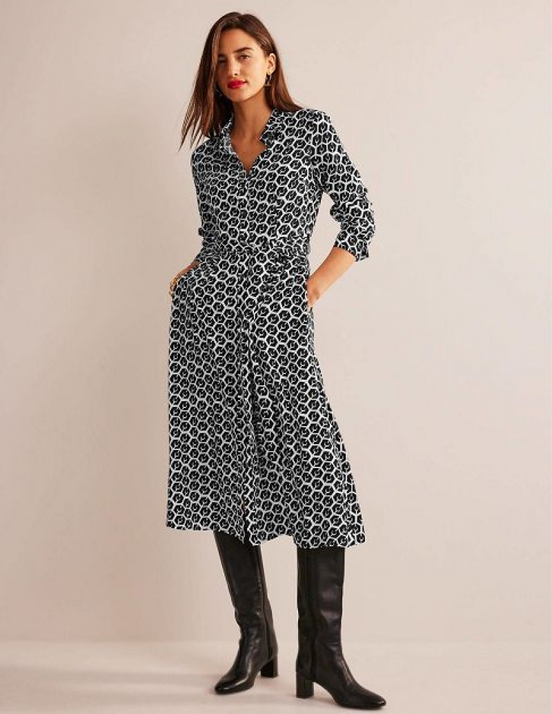 Black Women's Boden Kate Shirt Dress | 06754QWFK