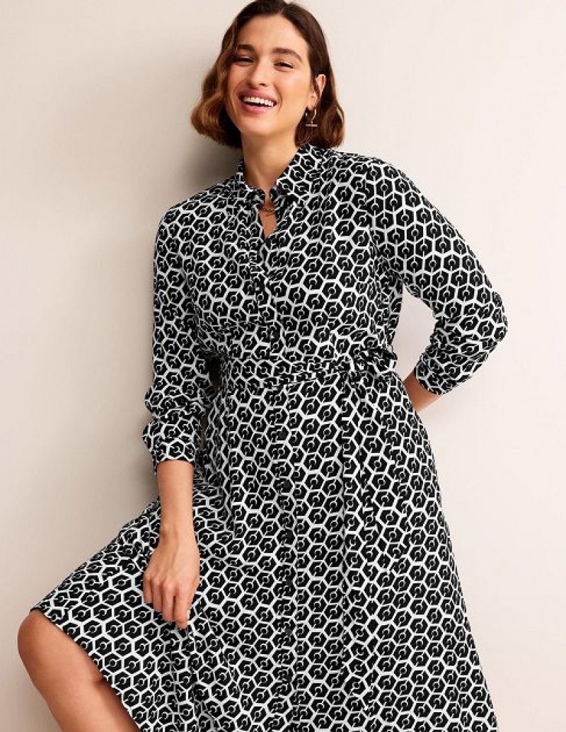 Black Women's Boden Kate Shirt Dress | 06754QWFK