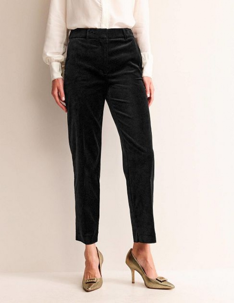 Black Women's Boden Kew Velvet Pants | 37695GXOI