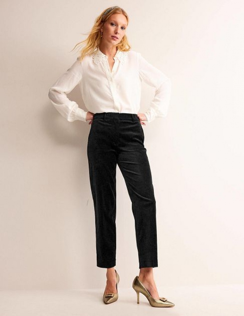 Black Women\'s Boden Kew Velvet Pants | 37695GXOI