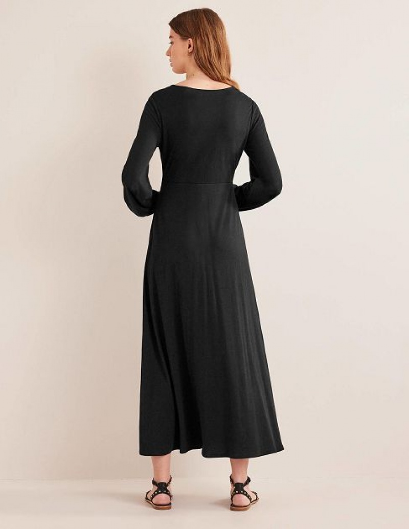 Black Women's Boden Keyhole Jersey Maxi Dress | 17984CHTZ