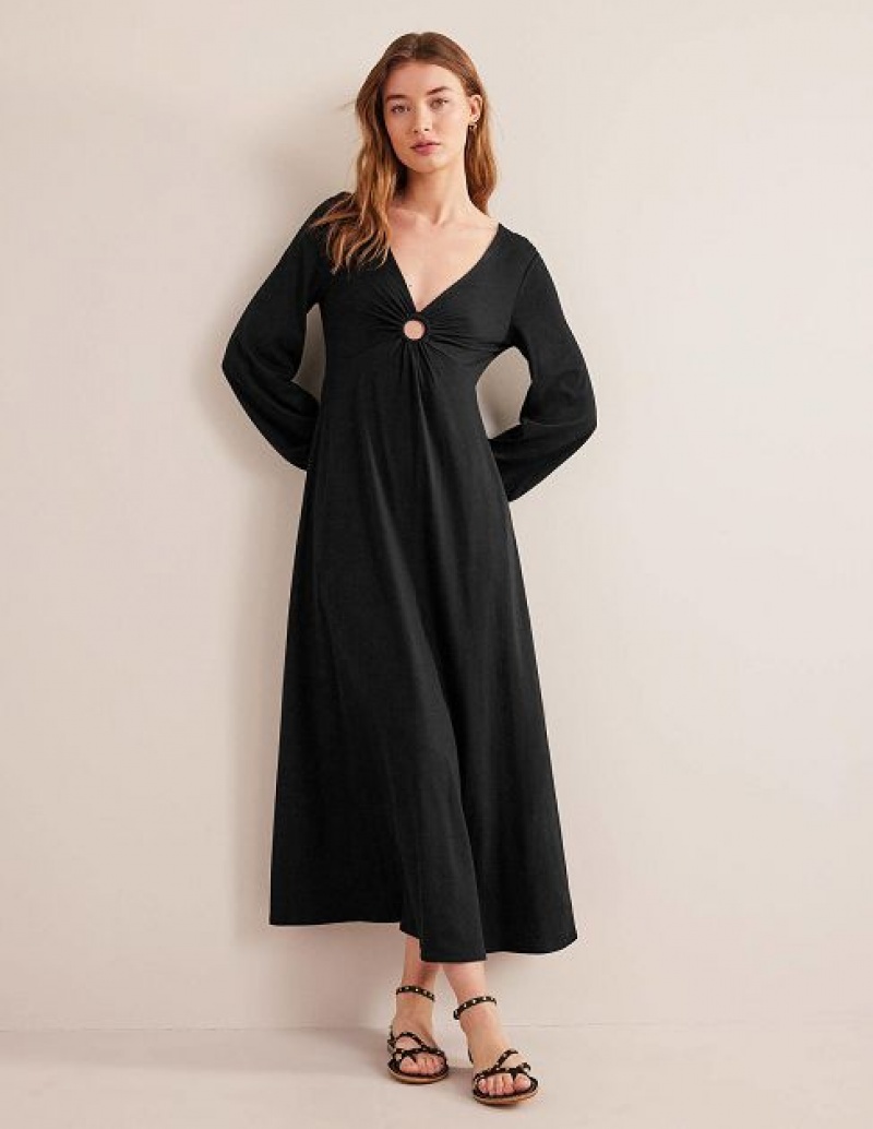 Black Women's Boden Keyhole Jersey Maxi Dress | 17984CHTZ