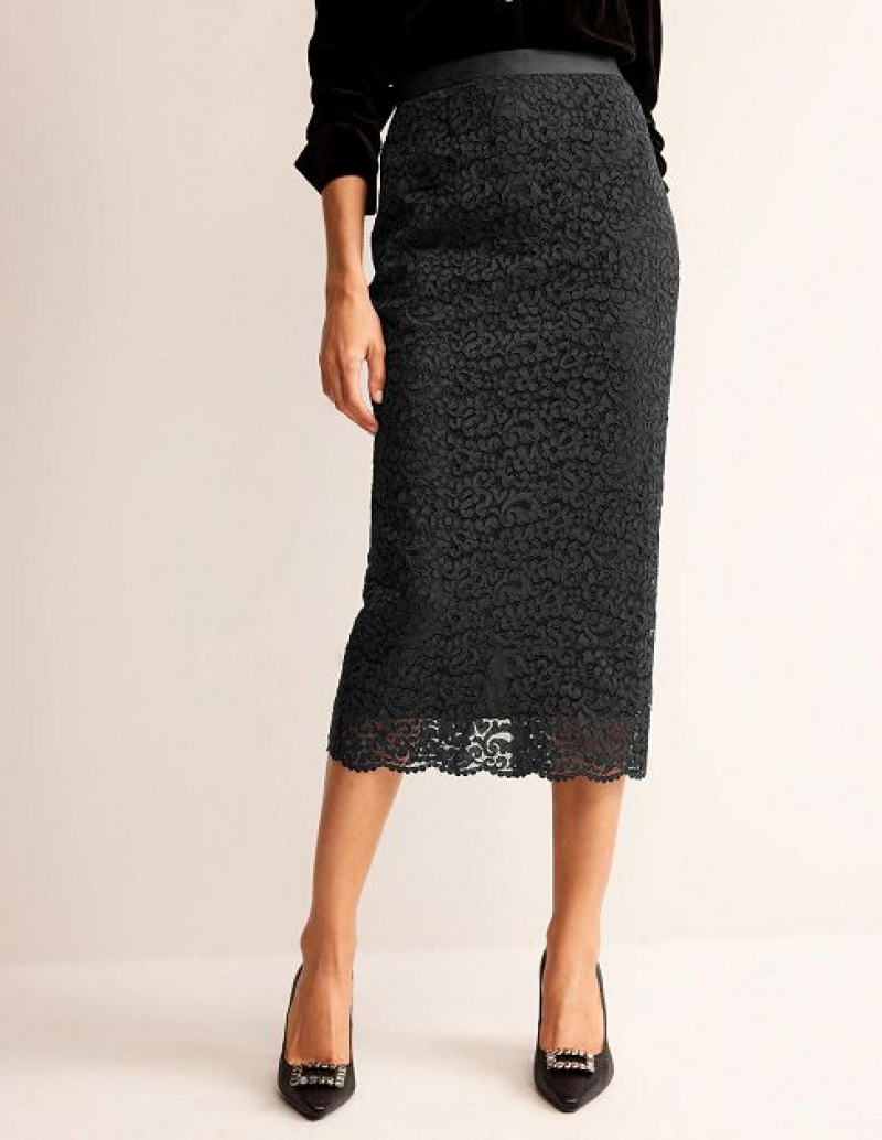 Black Women's Boden Lace Skirts | 30918GSKE