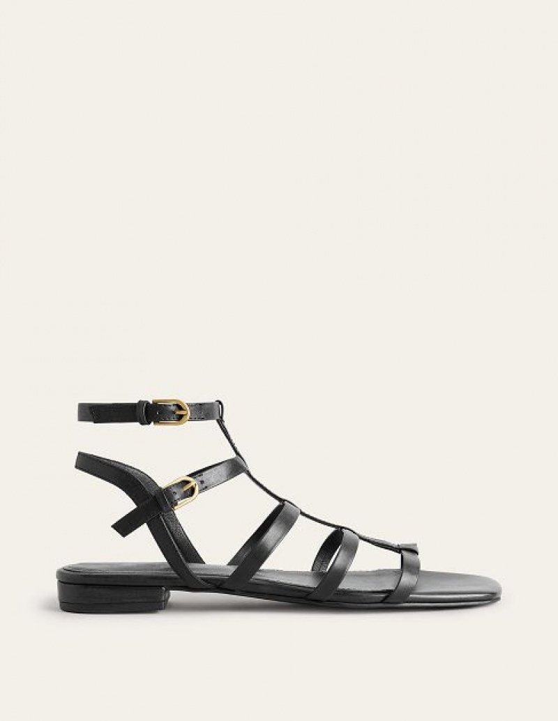 Black Women\'s Boden Leather Gladiator Sandals | 24917XTCN