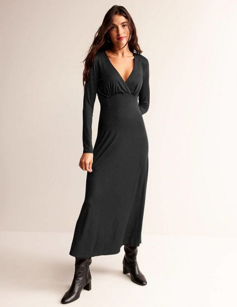 Black Women's Boden Long Sleeve Jersey Dress | 23684PZJX