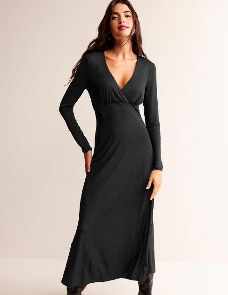 Black Women\'s Boden Long Sleeve Jersey Dress | 23684PZJX