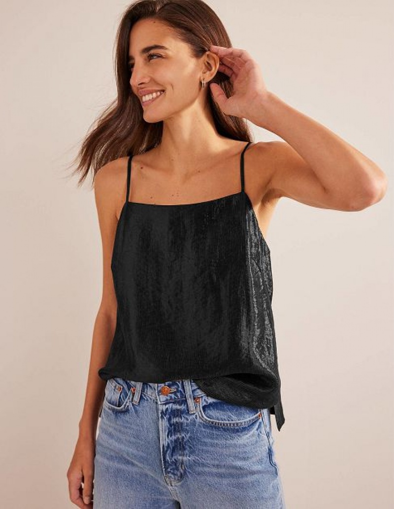 Black Women\'s Boden Longerline Cami Tops | 69715JKGO