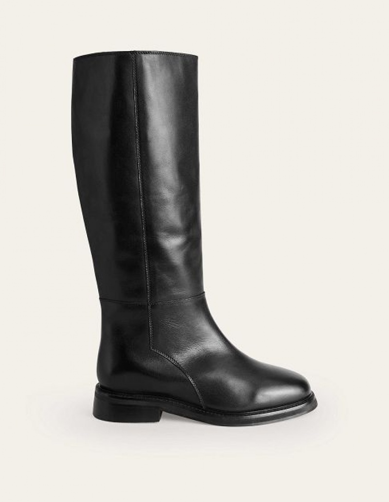 Black Women\'s Boden Lottie Leather Riding Knee-high Boots | 01923JPAT