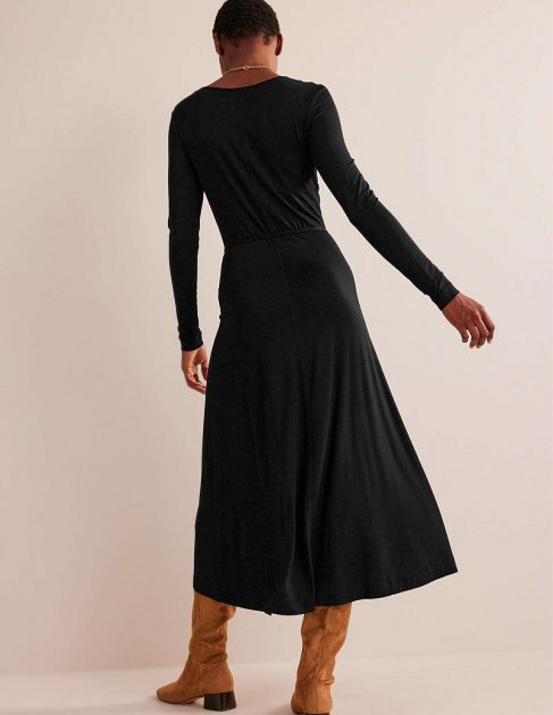 Black Women's Boden Lucy Jersey Midi Dress | 75341DVWE