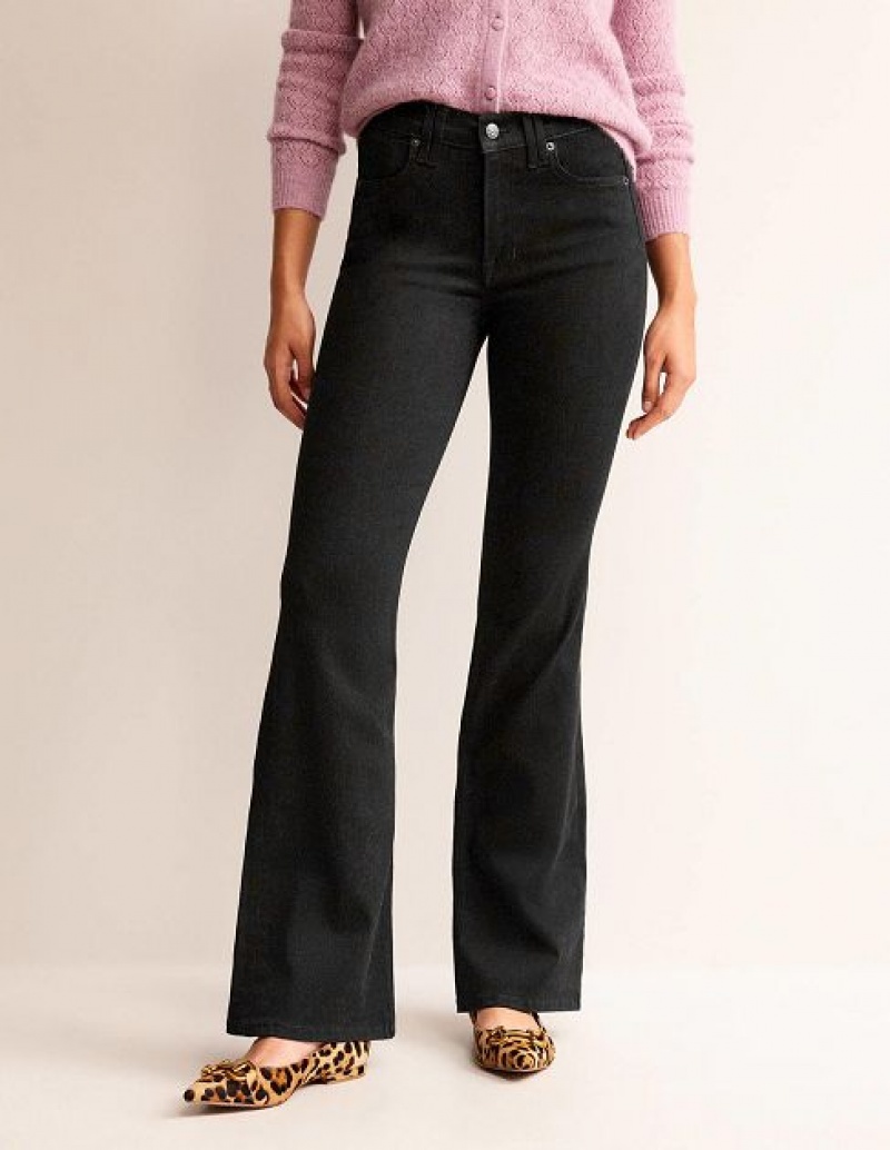 Black Women's Boden Mid Rise Slim Flare Jeans | 68035XORE