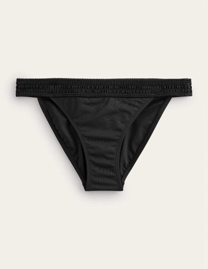 Black Women's Boden Milos Smocked Bikini Bottoms | 90182HDJF