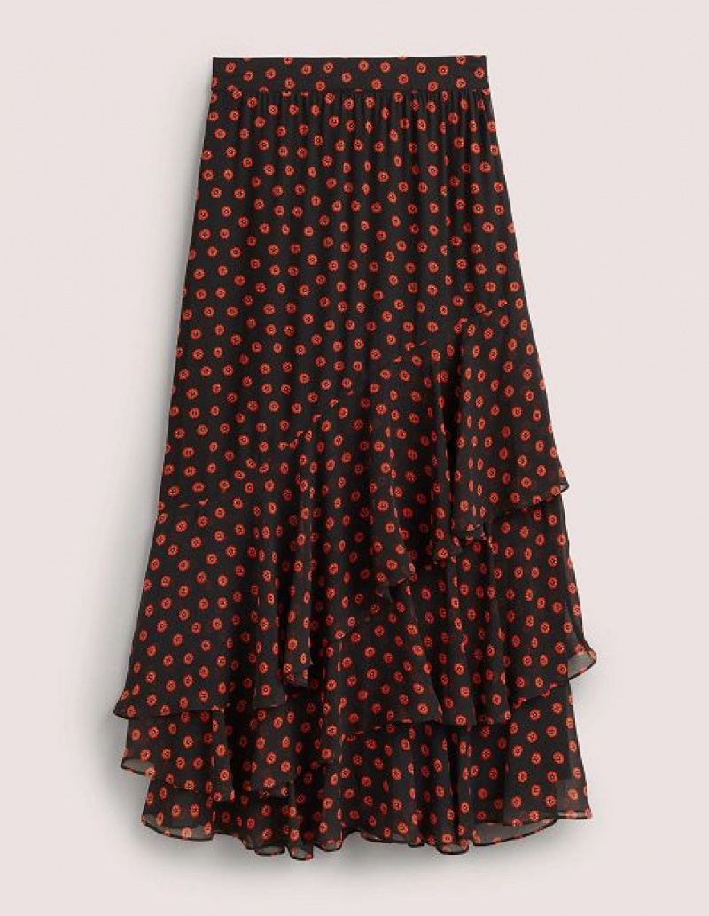 Black Women's Boden Multi Ruffle Skirts | 19564QTFR