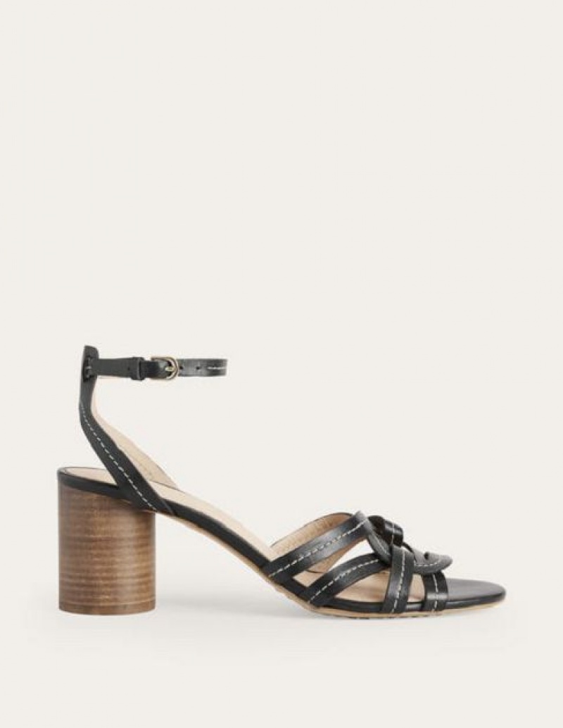 Black Women's Boden Multi Strap Heeled Sandals | 32451FAWU