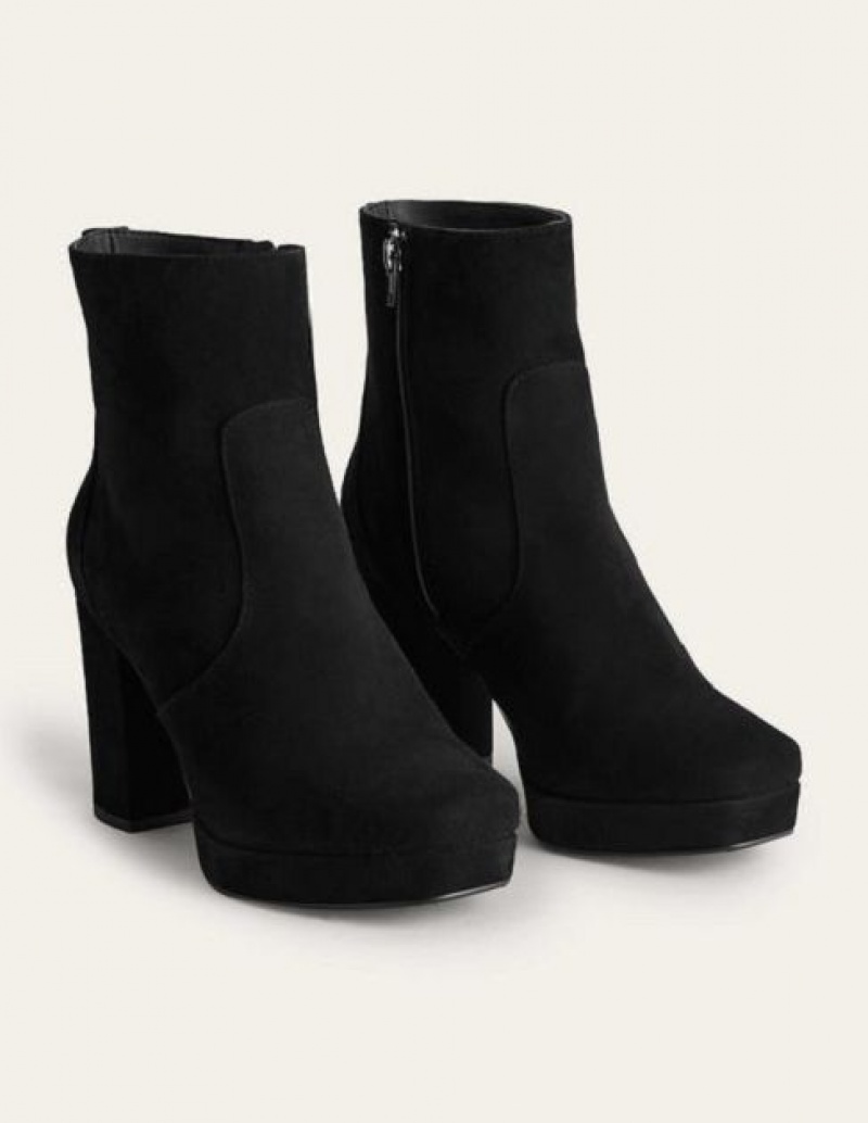 Black Women's Boden Platform Ankle Boots | 84517KPSR