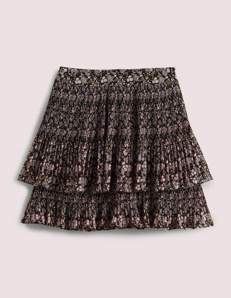 Black Women's Boden Plisse Skirts | 12439VTSB