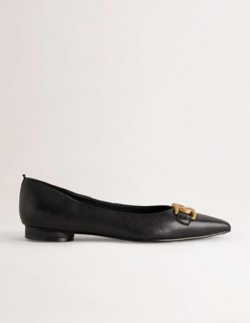 Black Women's Boden Pointed Toe Detail Flats | 13058RAID