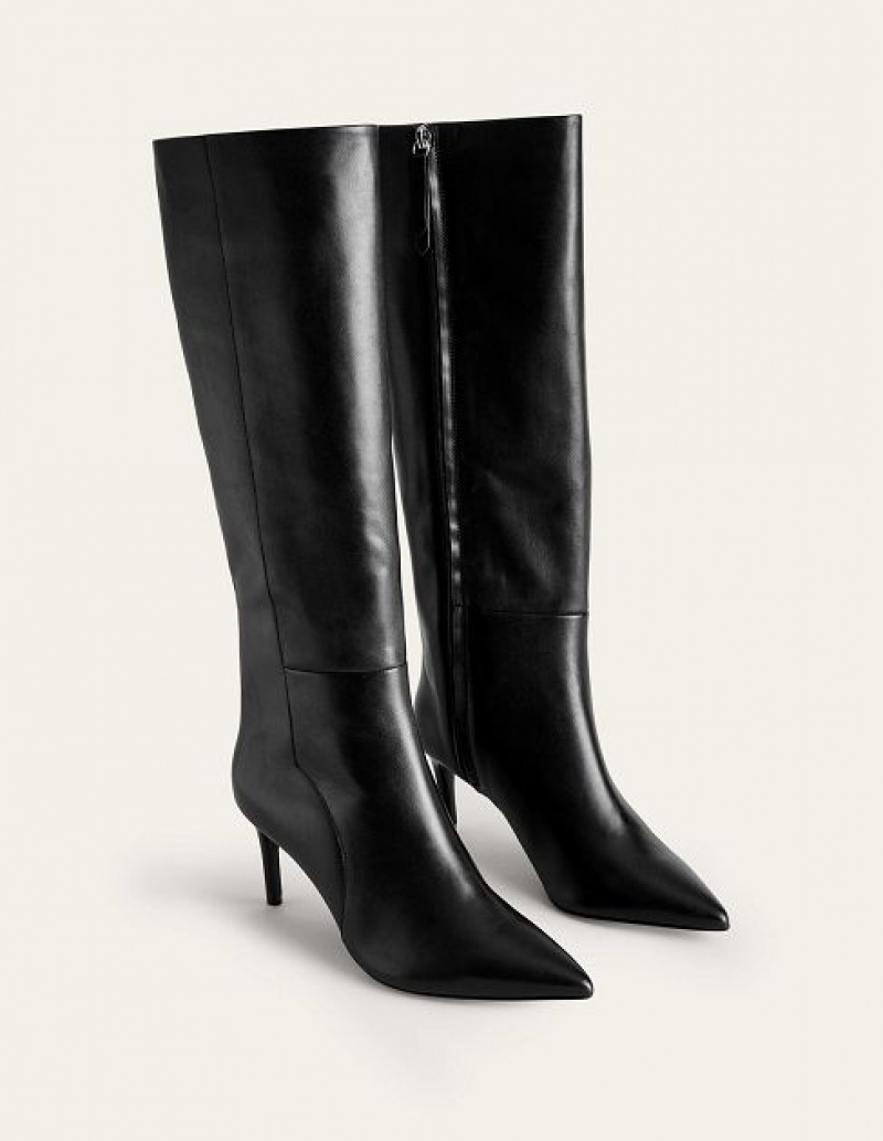 Black Women's Boden Pointed-toe Knee-high Boots | 57238TEIO