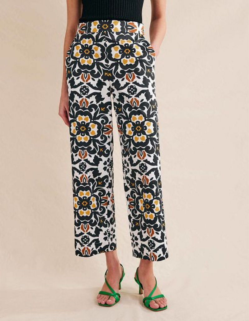 Black Women's Boden Printed Crop Pants | 82071DFTI