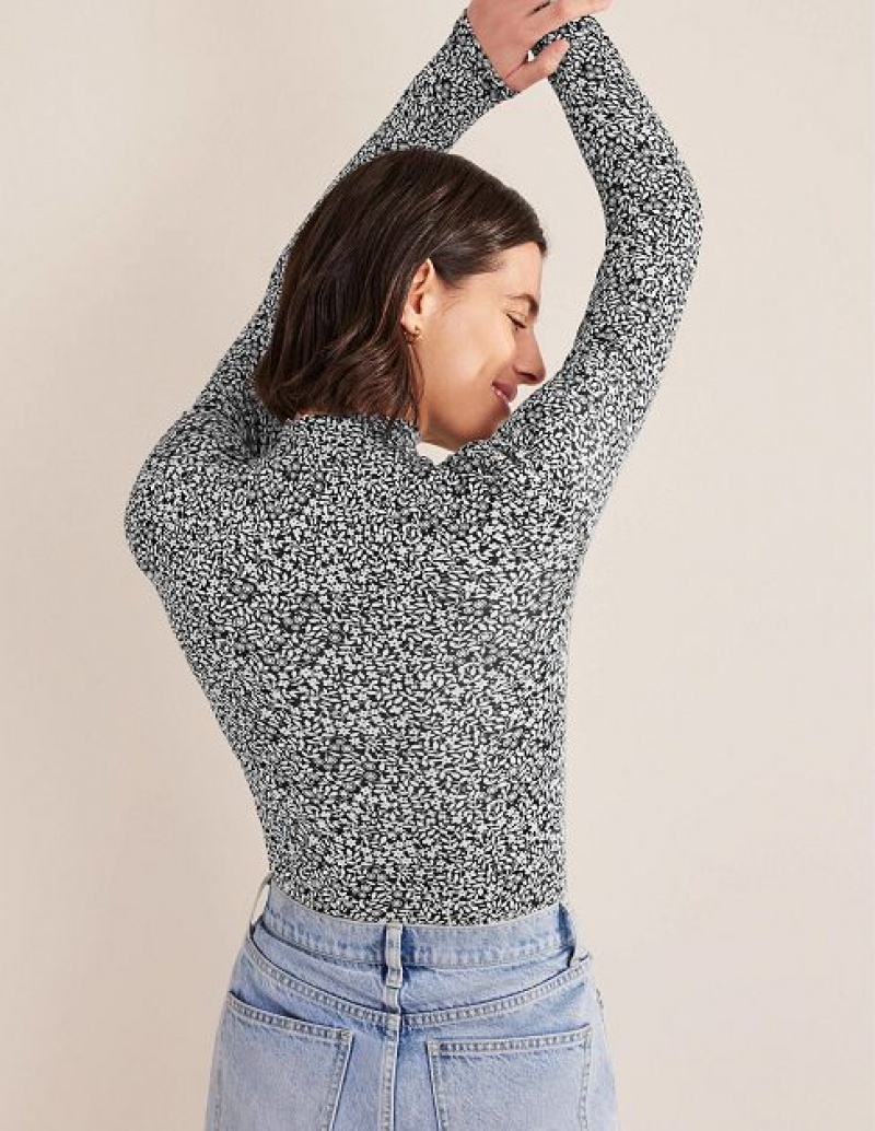 Black Women's Boden Printed Jersey High Neck Tops | 23870WBSV