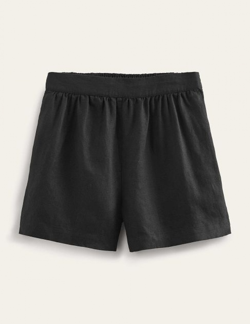 Black Women's Boden Pull-on Linen Shorts | 36409UFDP