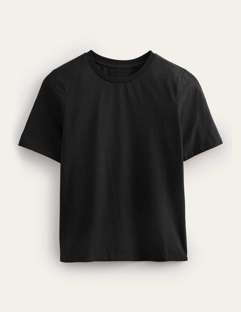 Black Women's Boden Pure Cotton Crew Neck T-Shirt | 53908TMUQ