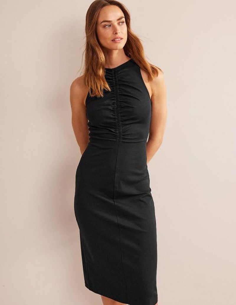 Black Women's Boden Racer Jersey Midi Dress | 17490CURF