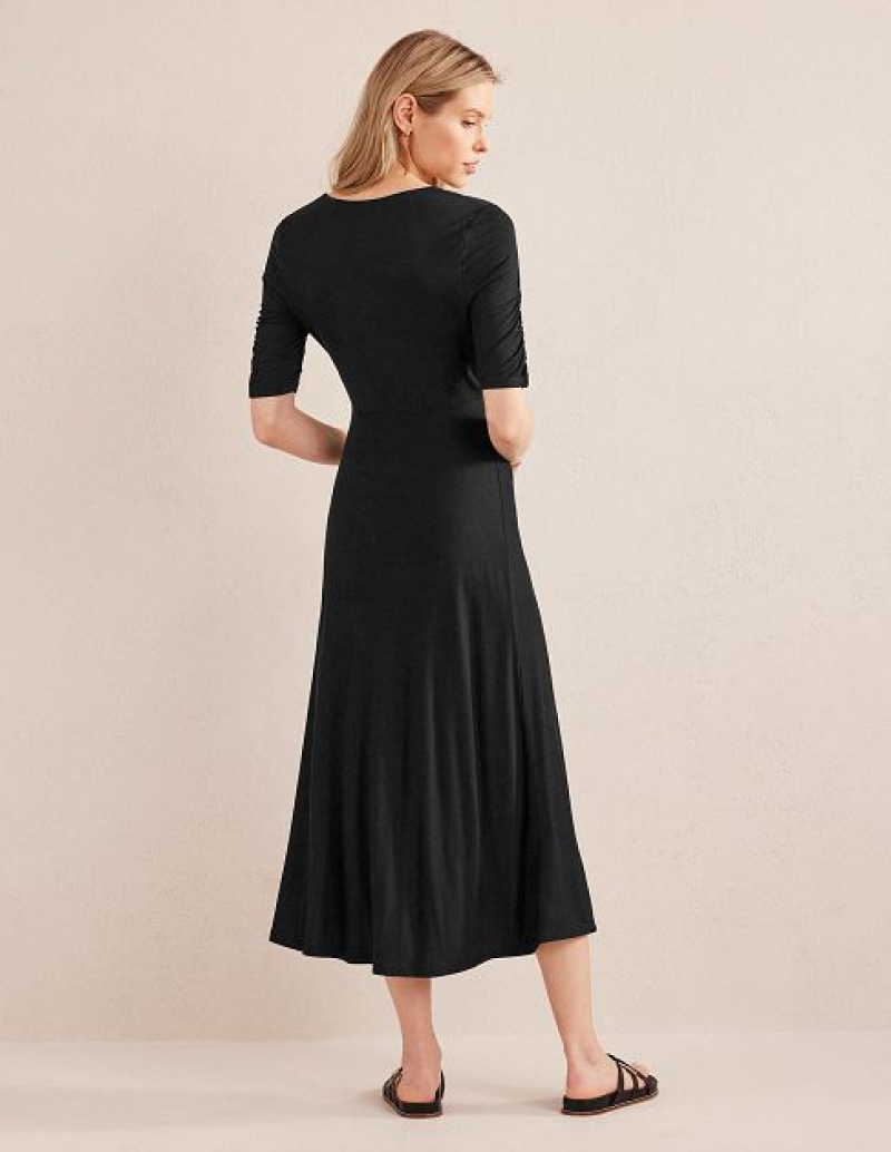 Black Women's Boden Rebecca Jersey Midi Dress | 28456ZOTP