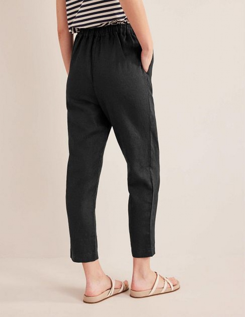 Black Women's Boden Relaxed Linen Pull On Pants | 60948GVOR