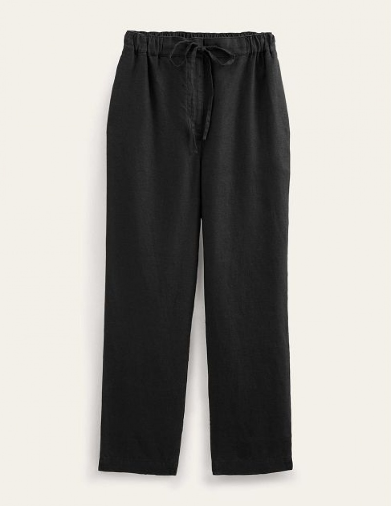 Black Women's Boden Relaxed Linen Pull On Pants | 60948GVOR