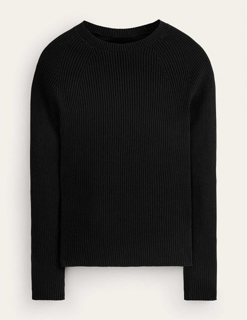 Black Women's Boden Ribbed Cotton Jumpers | 24907RIMH