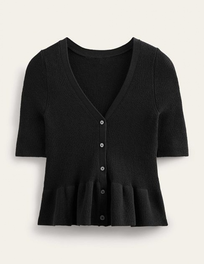 Black Women's Boden Ribbed Peplum Cardigan | 73859SXFW