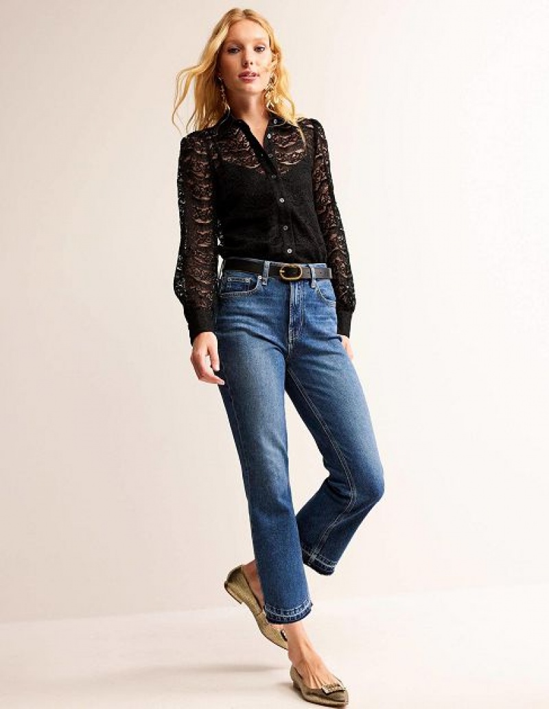 Black Women's Boden Romantic Lace Shirts | 87693LNKW