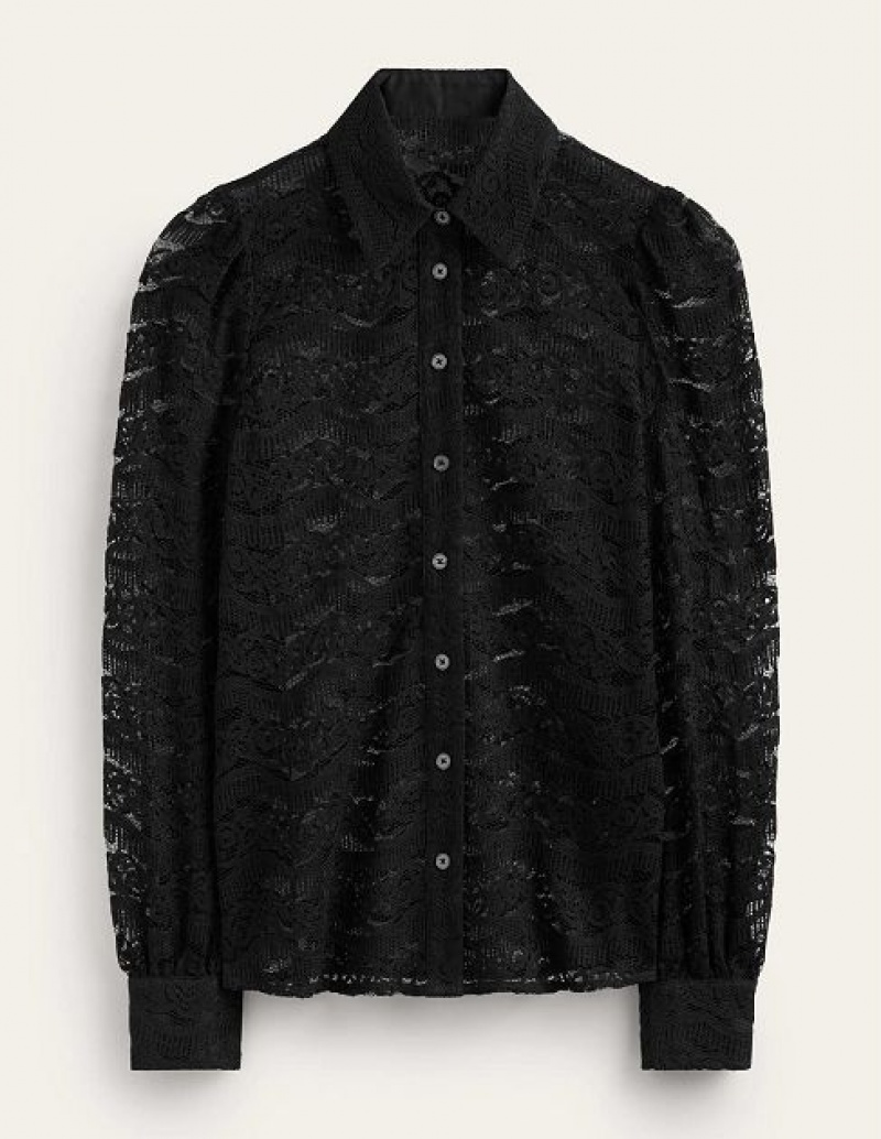 Black Women's Boden Romantic Lace Shirts | 87693LNKW