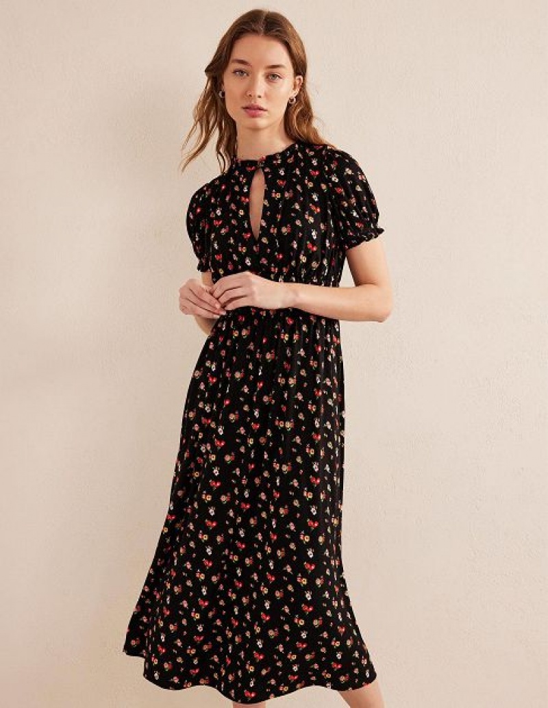 Black Women\'s Boden Rosanna Jersey Midi Dress | 29368NJHP