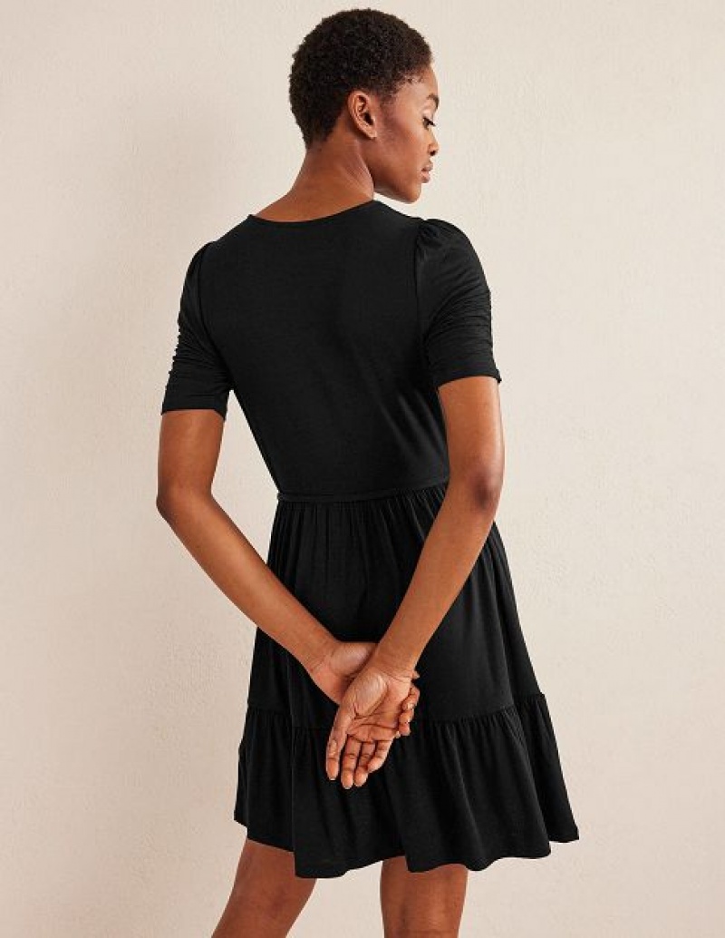 Black Women's Boden Ruched Bust Jersey Mini Dress | 73542KOXV