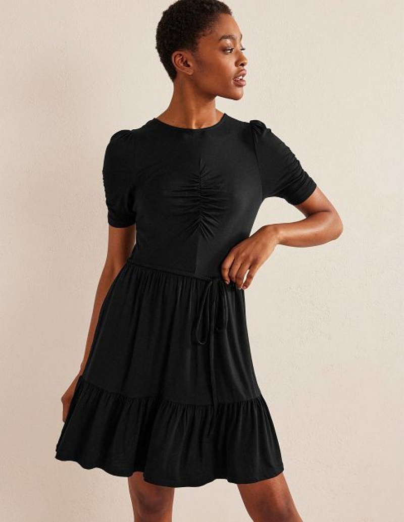 Black Women\'s Boden Ruched Bust Jersey Mini Dress | 73542KOXV