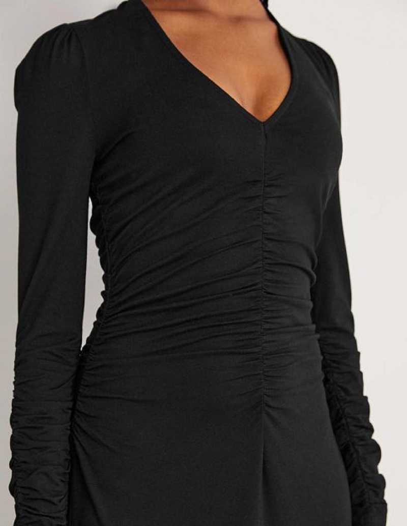 Black Women's Boden Ruched Jersey Midi Dress | 51920HJLO