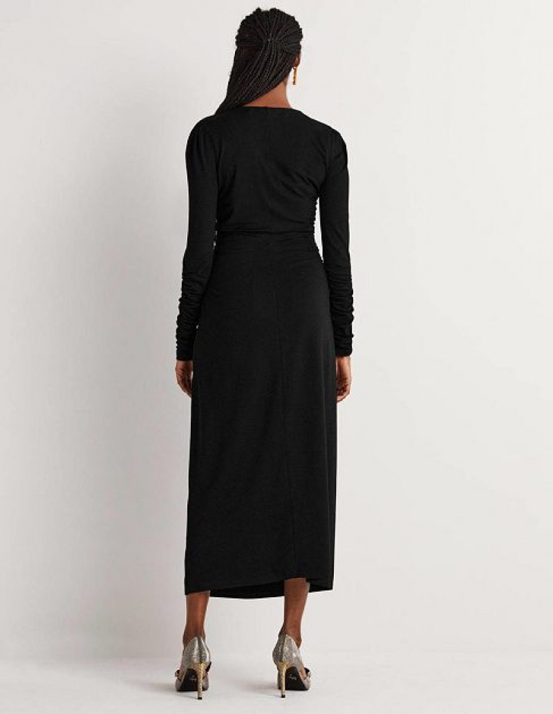 Black Women's Boden Ruched Jersey Midi Dress | 51920HJLO