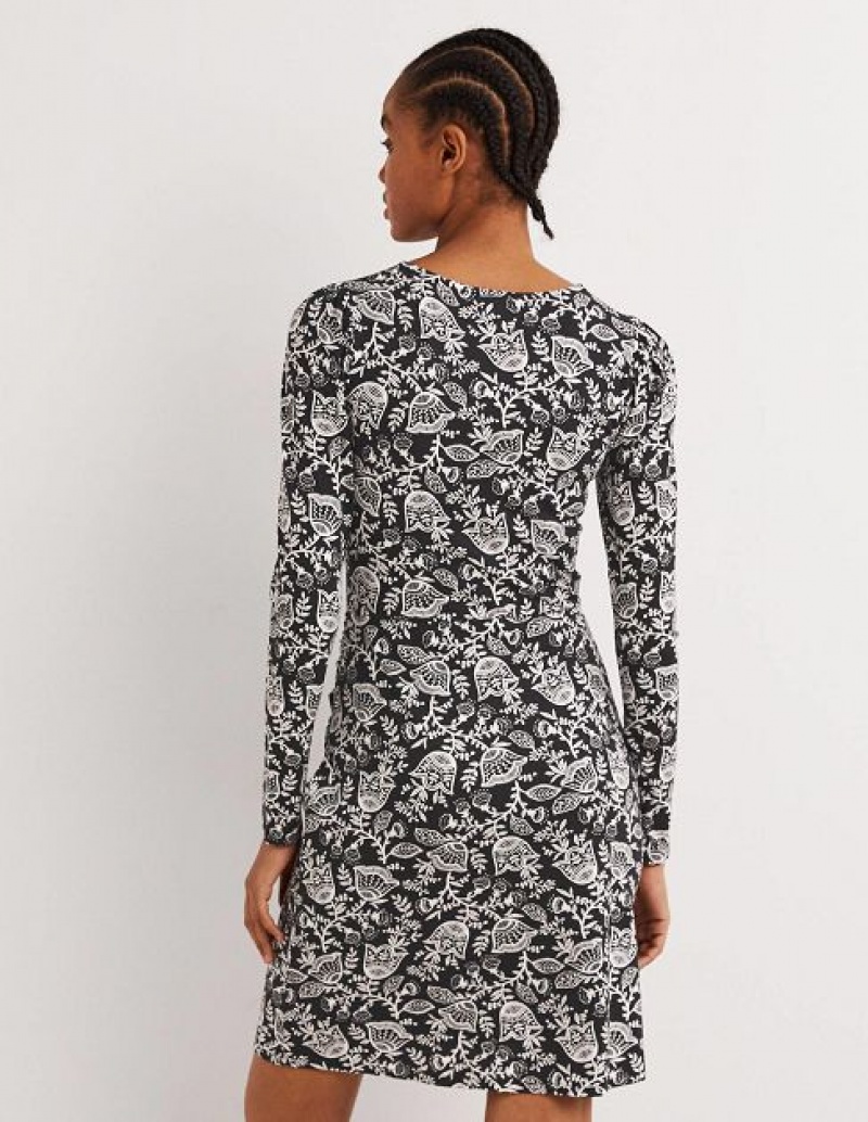 Black Women's Boden Ruched Jersey Mini Dress | 89012FOUG