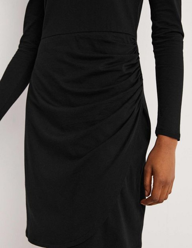 Black Women's Boden Ruched Jersey Mini Dress | 61940YZTQ