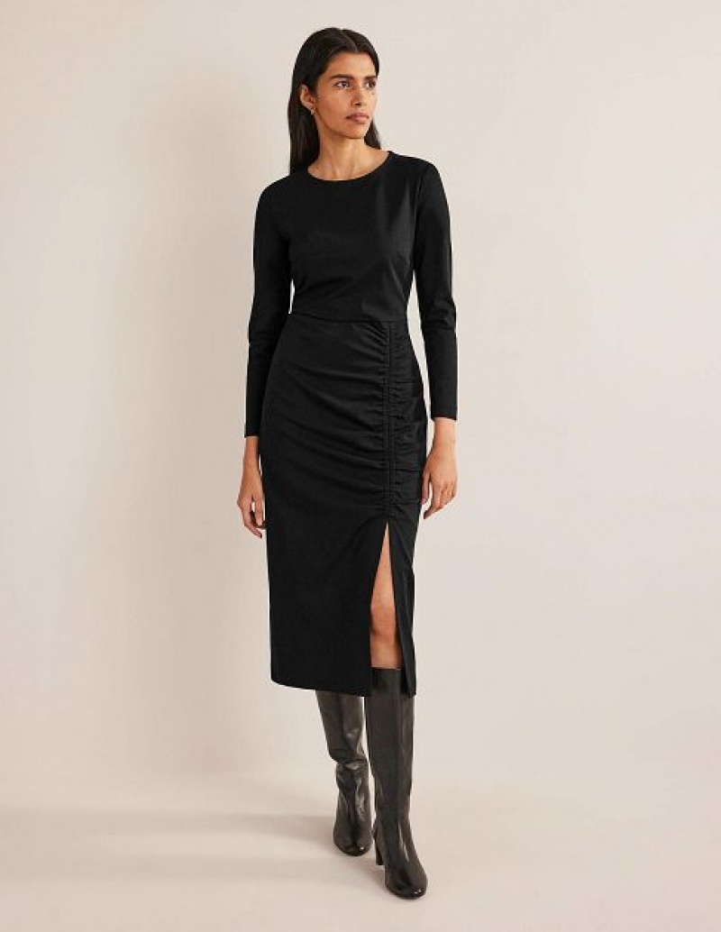 Black Women's Boden Ruched Side Jersey Dress | 76408RZWD