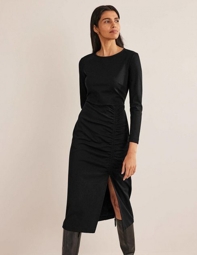 Black Women's Boden Ruched Side Jersey Dress | 76408RZWD